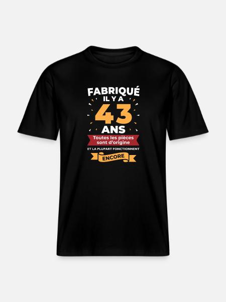 43 Ans Pièces d’origine - T-shirt unisexe RELAXED FIT en coton bio - noir