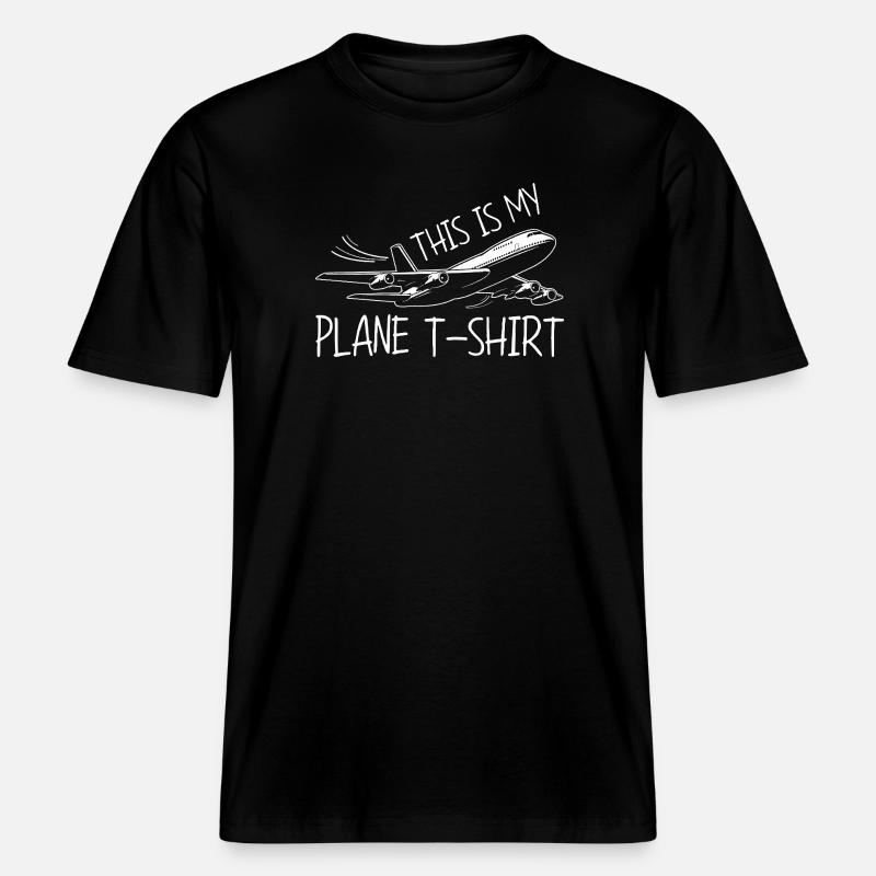 Flugzeug Flug Pilot Flugzeug Fluggesellschaft -  RELAXED FIT Unisex Organic T-Shirt - Schwarz