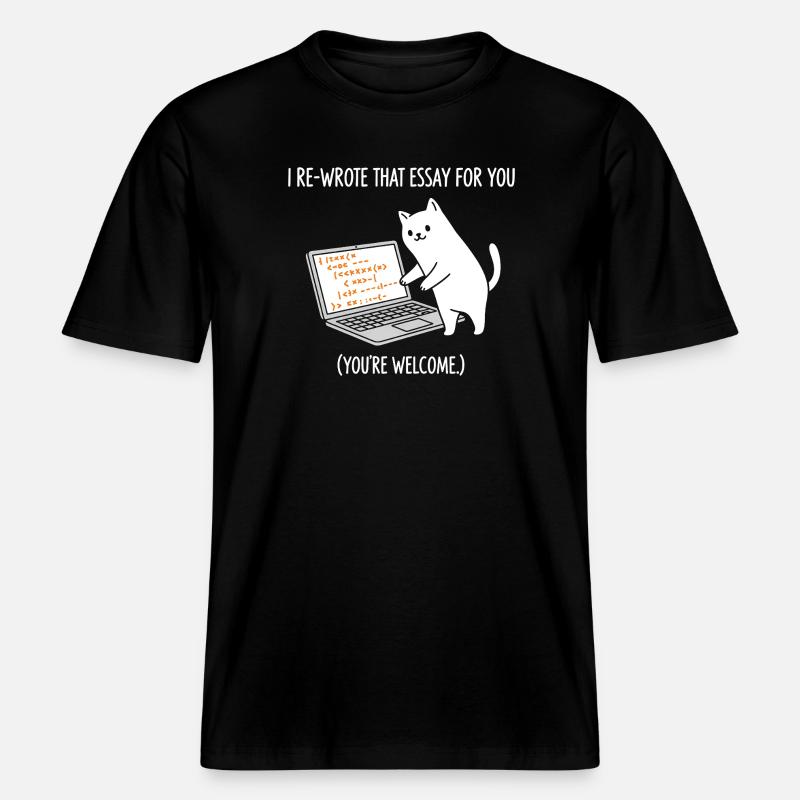 Code-Katze erklärt Aufgaben -  RELAXED FIT Unisex Organic T-Shirt - Schwarz