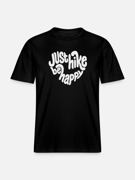 Just Hike Be Happy Lettering -  RELAXED FIT Unisex Organic T-Shirt - black