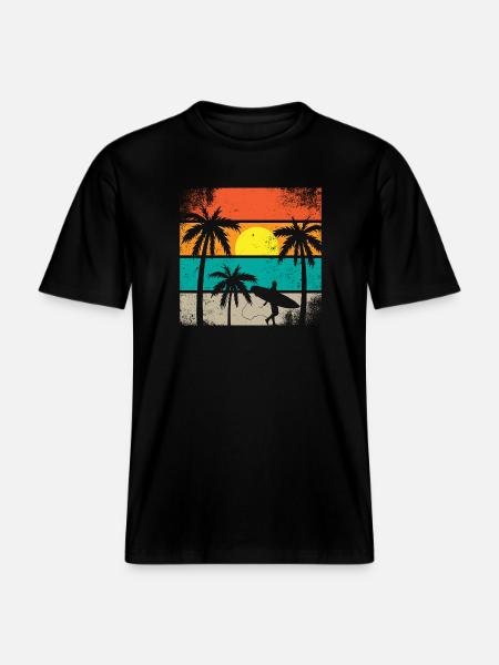 Sunset Surf Palm - RELAXED FIT Unisex Organic T-Shirt - Schwarz