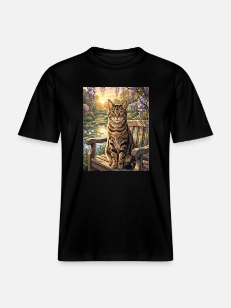 Tigerkette im ruhigen Blaubaumgarten - RELAXED FIT Unisex Organic T-Shirt - Schwarz