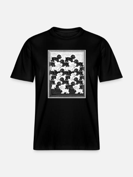 Dachshund Puppies in Monochrome Pattern -  RELAXED FIT Unisex Organic T-Shirt - black