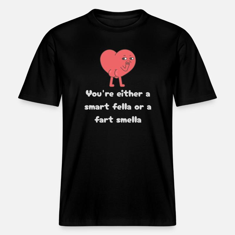 Schlauer Kerl oder Furz-Smella-Herz -  RELAXED FIT Unisex Organic T-Shirt - Schwarz