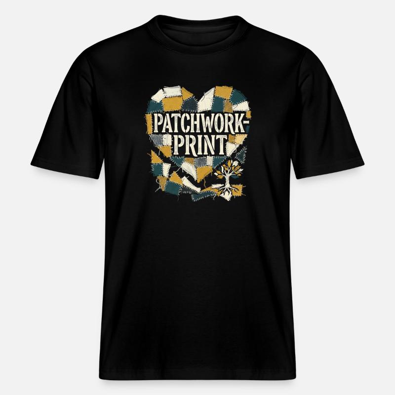 Impression patchwork -  T-shirt unisexe RELAXED FIT en coton bio - noir