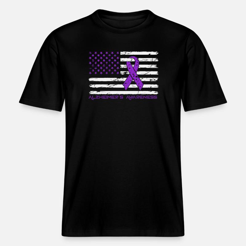 Ruban Violet Alzheimer Drapeau US -  T-shirt unisexe RELAXED FIT en coton bio - noir
