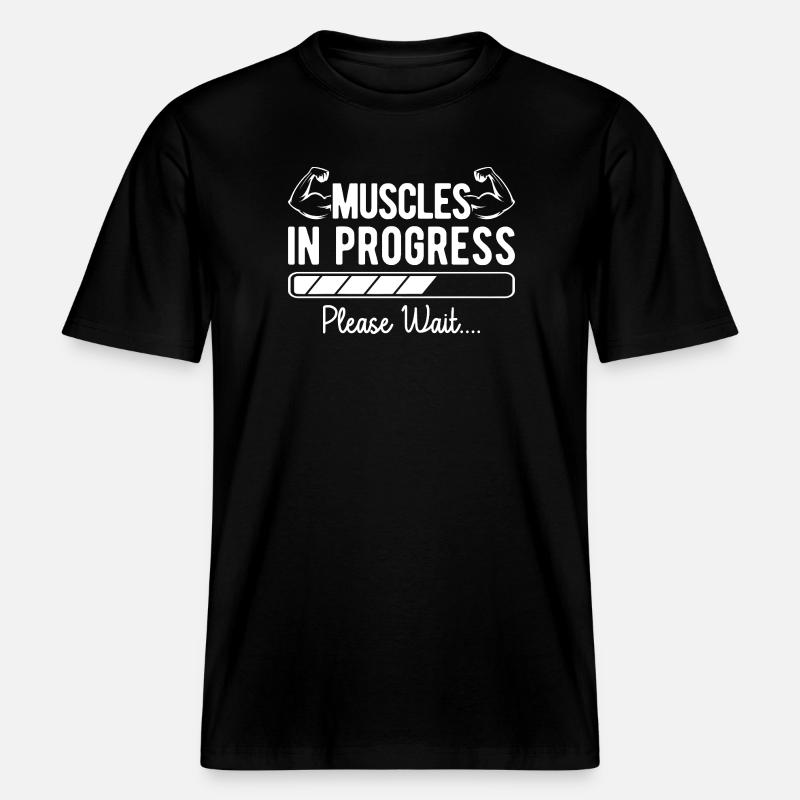 Powerlifting Bodybuilder Muscles In Progress Gym -  RELAXED FIT Unisex Organic T-Shirt - Schwarz