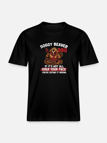 Soggy Beaver BBQ Funny Pitmaster - RELAXED FIT Unisex Organic T-Shirt - black