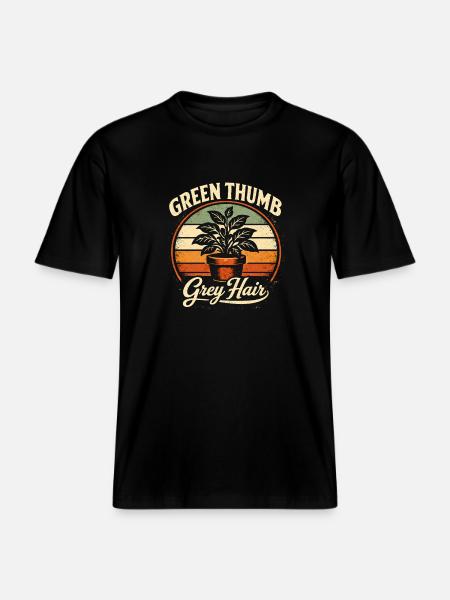 Grüner Daumen, graues Haar | Garten -  RELAXED FIT Unisex Organic T-Shirt - Schwarz