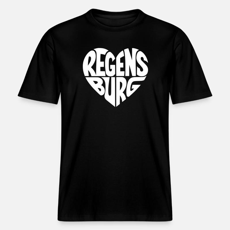 Regensburg Herzdesign -  RELAXED FIT Unisex Organic T-Shirt - Schwarz