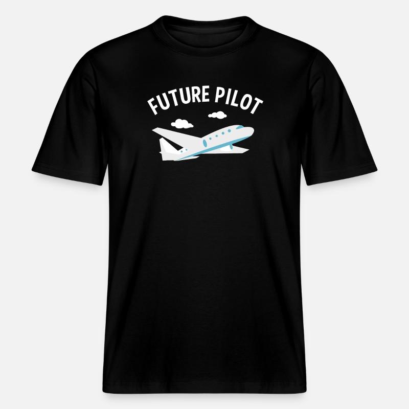 Futur Pilot Tee -  T-shirt unisexe RELAXED FIT en coton bio - noir