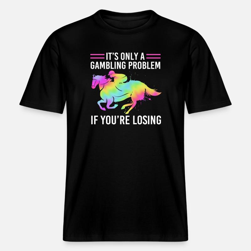Courses de chevaux -  T-shirt unisexe RELAXED FIT en coton bio - noir