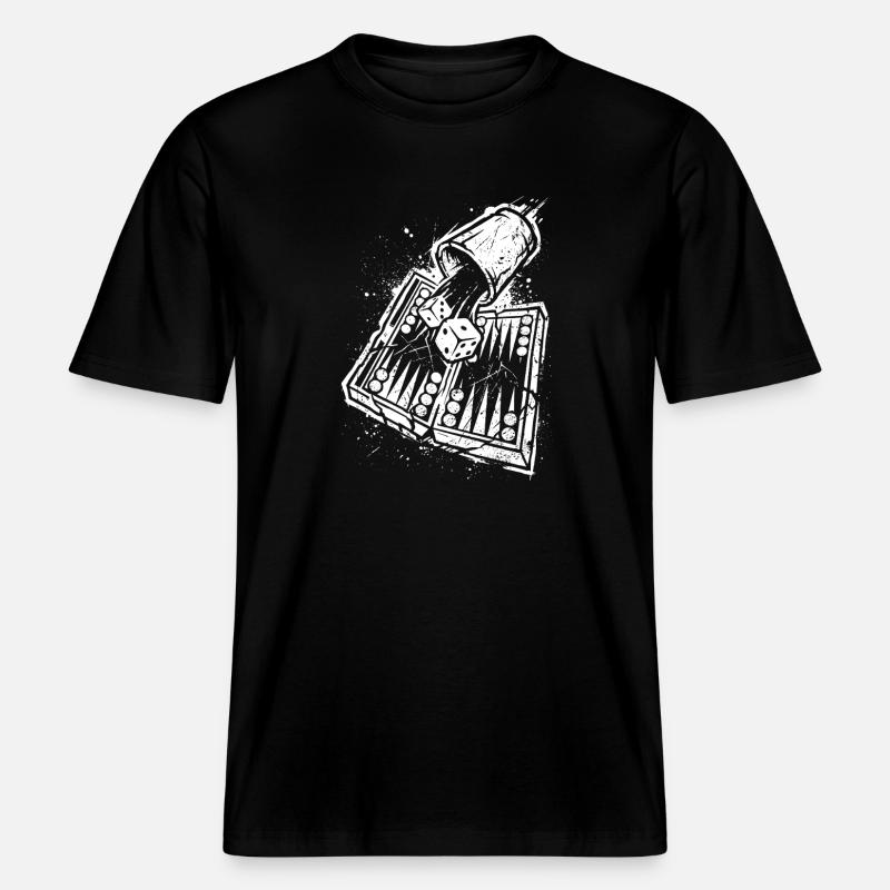 Backgammon | Jeu de société | Don - T-shirt unisexe RELAXED FIT en coton bio - noir