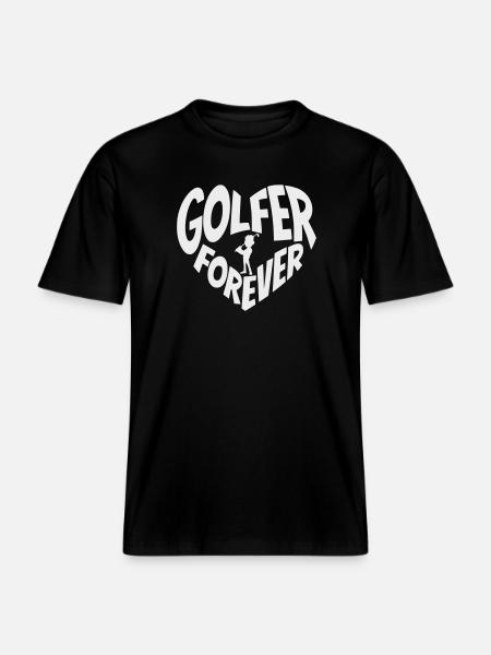Golfer Forever Heart with Golfer - RELAXED FIT Unisex Organic T-Shirt - black