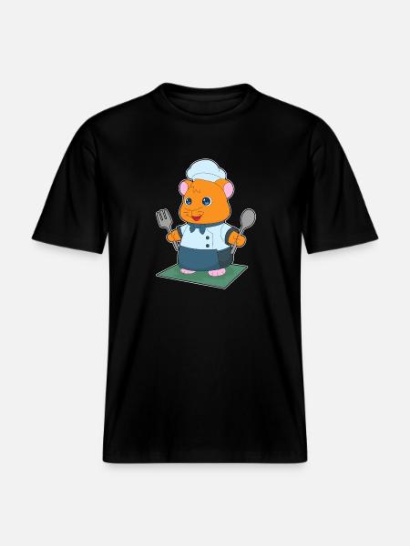 Hamster Cutlery Cooking Kitchen - RELAXED FIT Unisex Organic T-Shirt - black