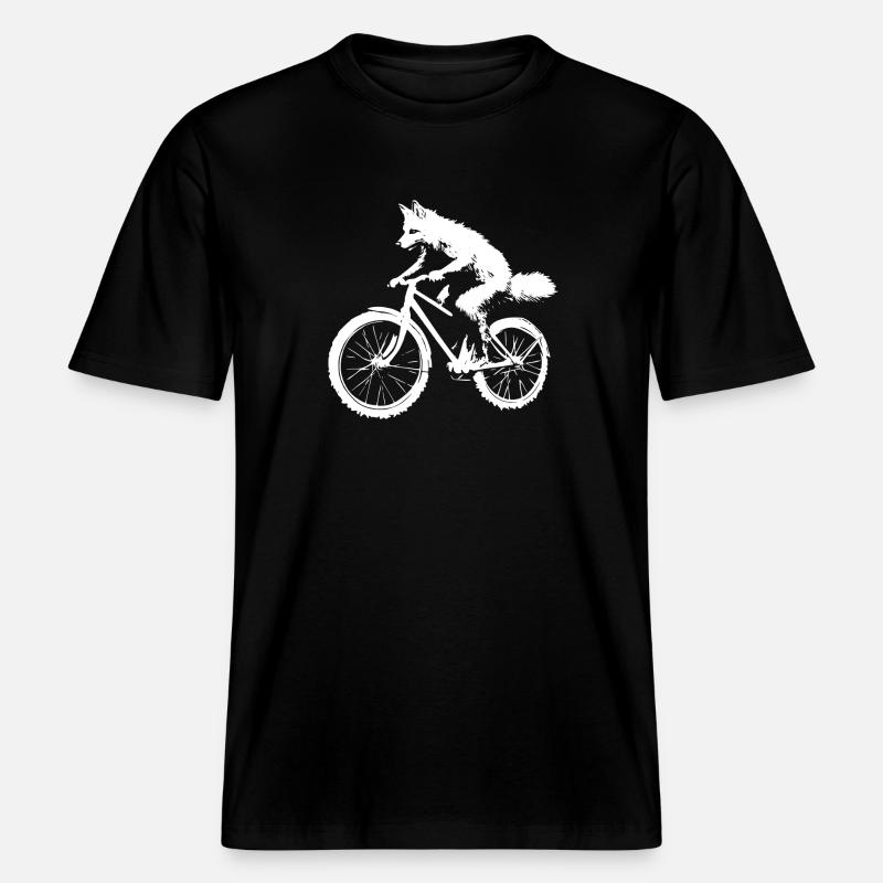 Bicycle Fox -  RELAXED FIT Unisex Organic T-Shirt - black