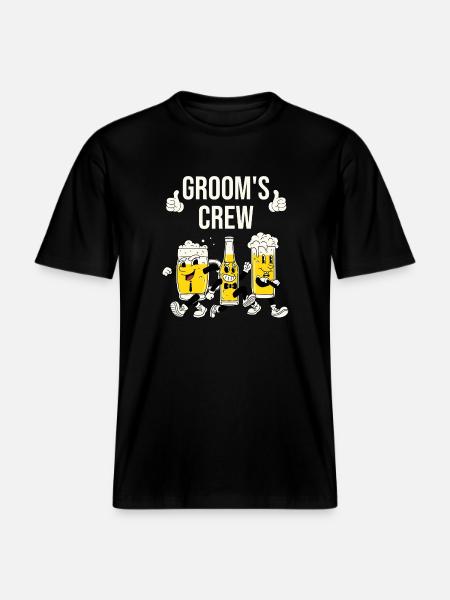 Funny Bräutigams Crew Bier -  RELAXED FIT Unisex Organic T-Shirt - Schwarz