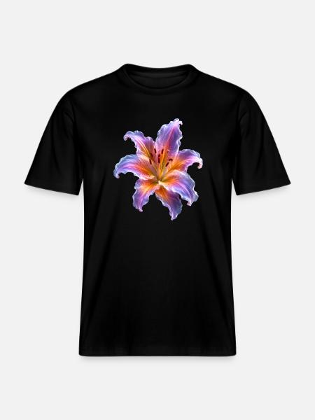 Motif floral abstrait Glowing Lily -  T-shirt unisexe RELAXED FIT en coton bio - noir