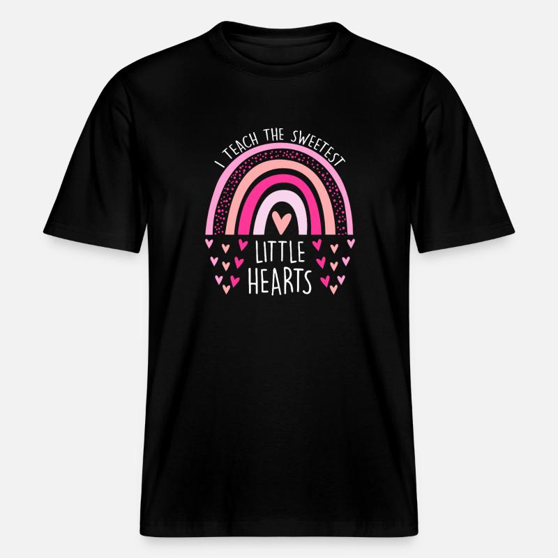 Arc arc-en-ciel des Petits Cœurs -  T-shirt unisexe RELAXED FIT en coton bio - noir