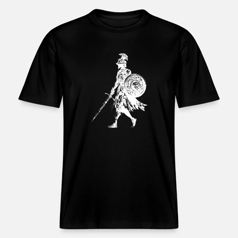 Épée Bouclier Silhouette de Chevalier -  T-shirt unisexe RELAXED FIT en coton bio - noir