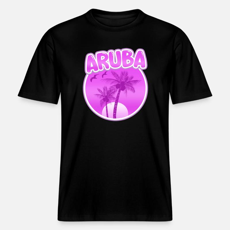 Aruba comme plage -  T-shirt unisexe RELAXED FIT en coton bio - noir