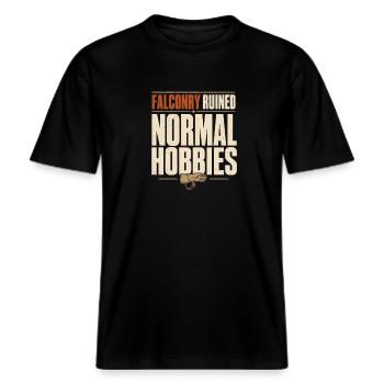 Falknerei Falkner Greifvogel Raubvogelführer -  RELAXED FIT Unisex Organic T-Shirt - Schwarz - Vorne - Alina (178cm) & Michal (187cm)