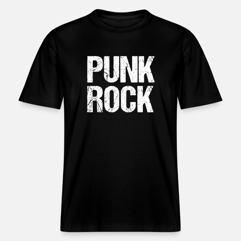Punk Rock Distressed Typography - RELAXED FIT Unisex Organic T-Shirt - black