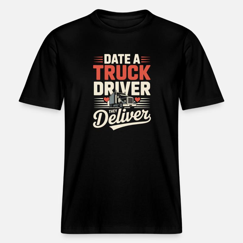 Date Lastwagenfahrer Ehefrau Trucker Spruch -  RELAXED FIT Unisex Organic T-Shirt - Schwarz
