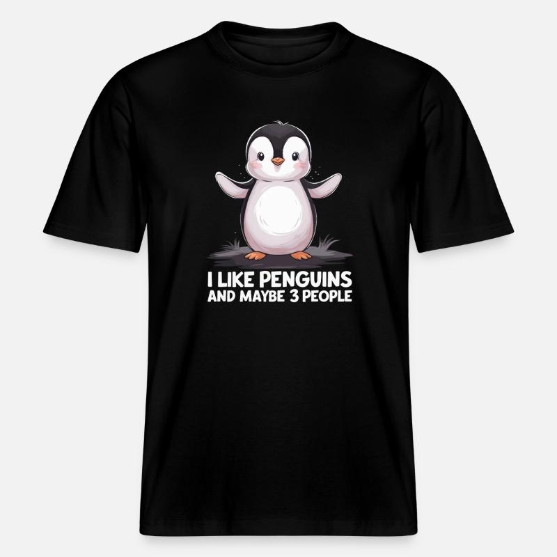 Drôle de Pingouin Dire Imprimer -  T-shirt unisexe RELAXED FIT en coton bio - noir