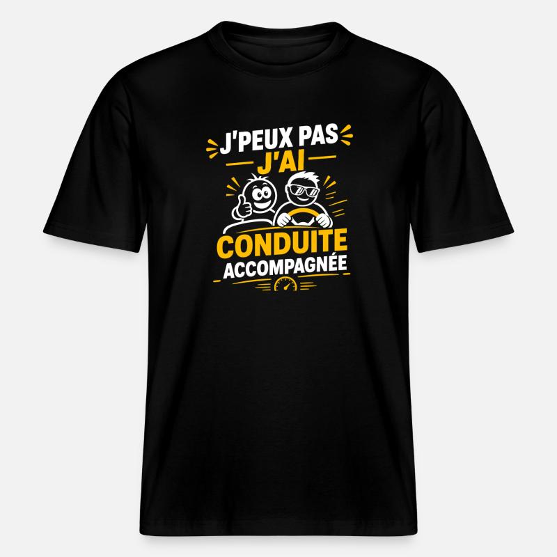 Conduite Accompagnée -  T-shirt unisexe RELAXED FIT en coton bio - noir