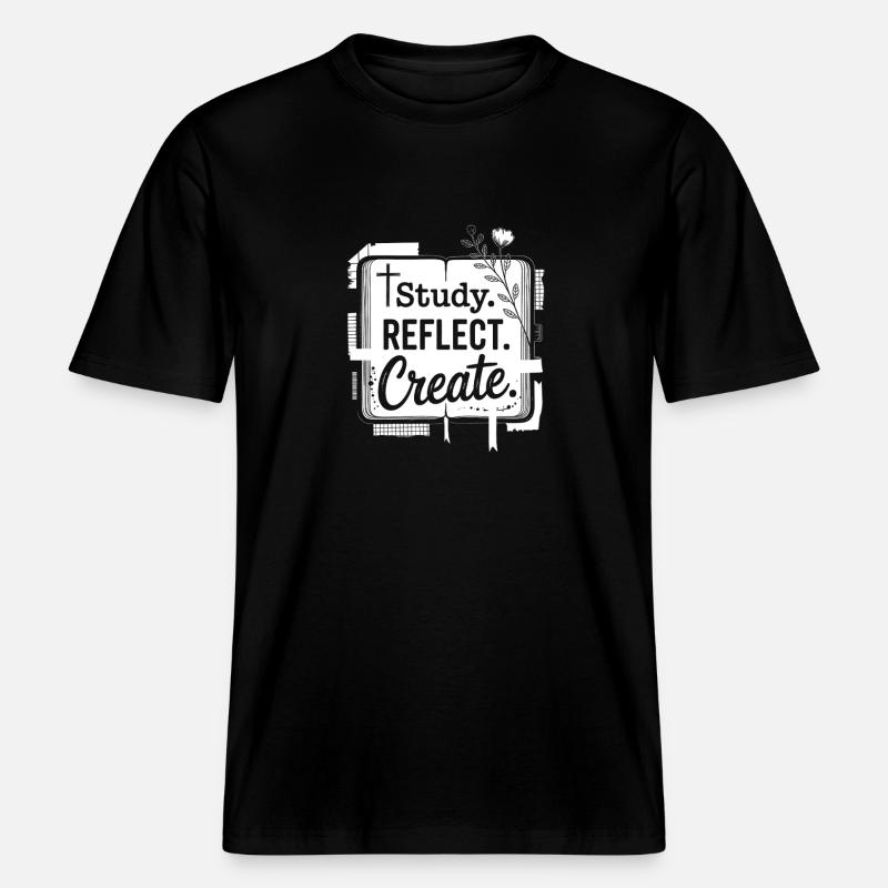 Étudier Réfléchir Créer -  T-shirt unisexe RELAXED FIT en coton bio - noir