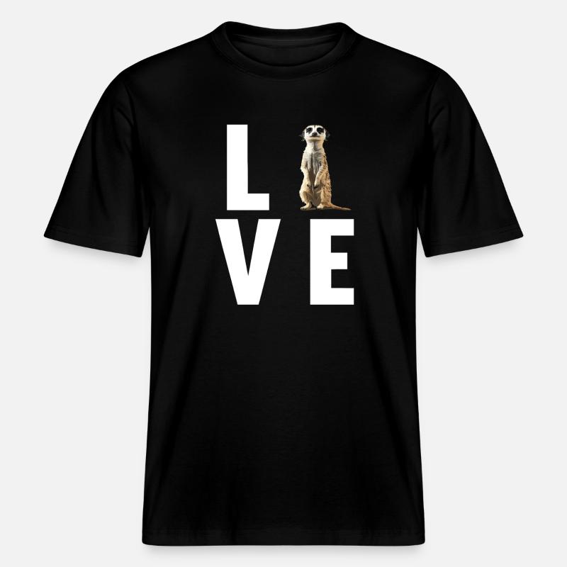 Suricate Erdmännchen -  T-shirt unisexe RELAXED FIT en coton bio - noir