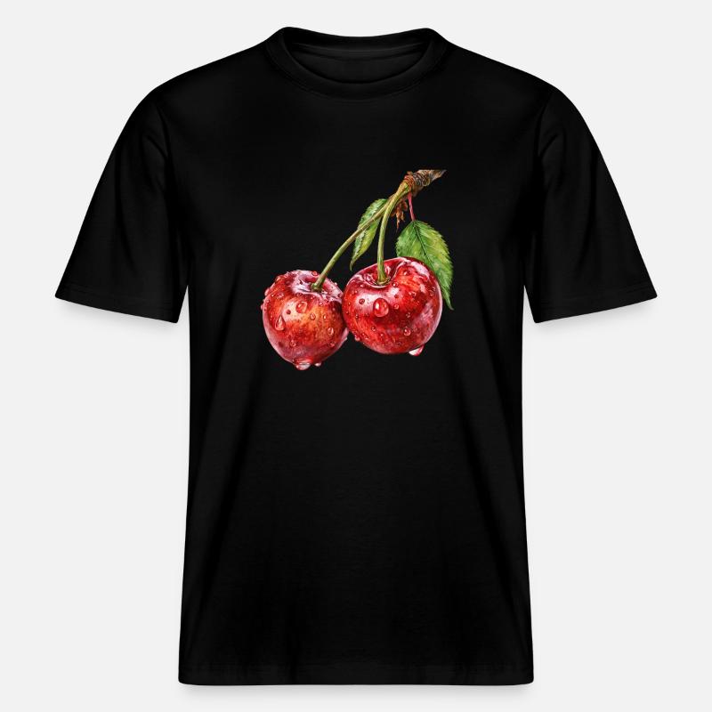 Kirsche - RELAXED FIT Unisex Organic T-Shirt - Schwarz