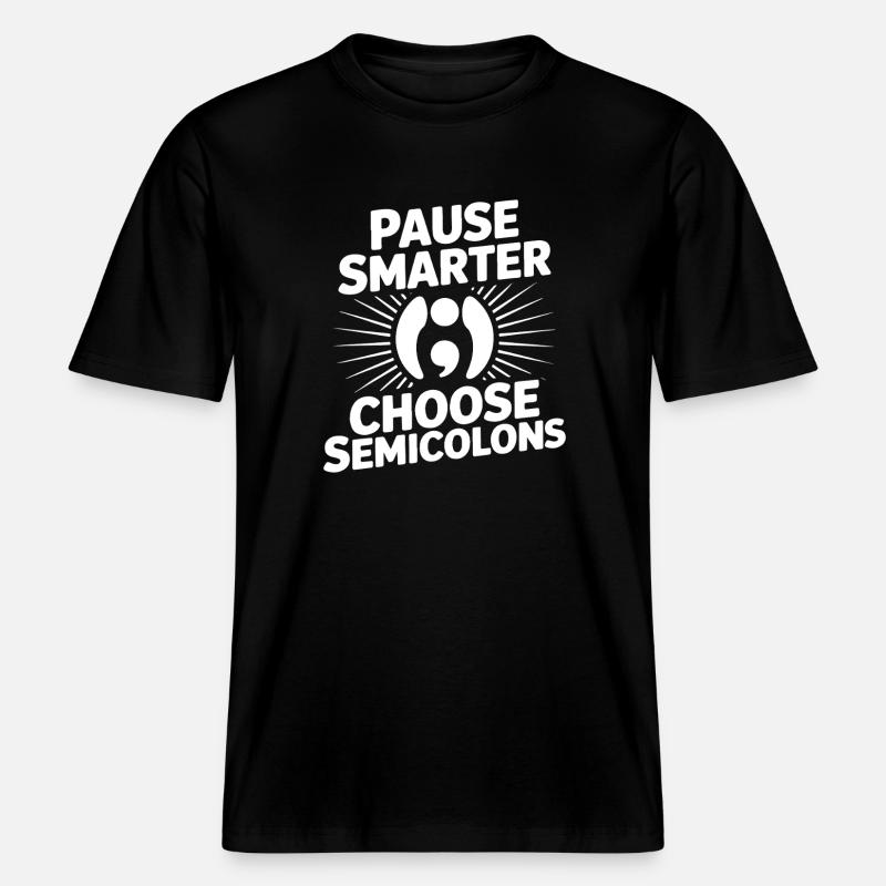 Pause point-virgule Smarter Point-virgule -  T-shirt unisexe RELAXED FIT en coton bio - noir