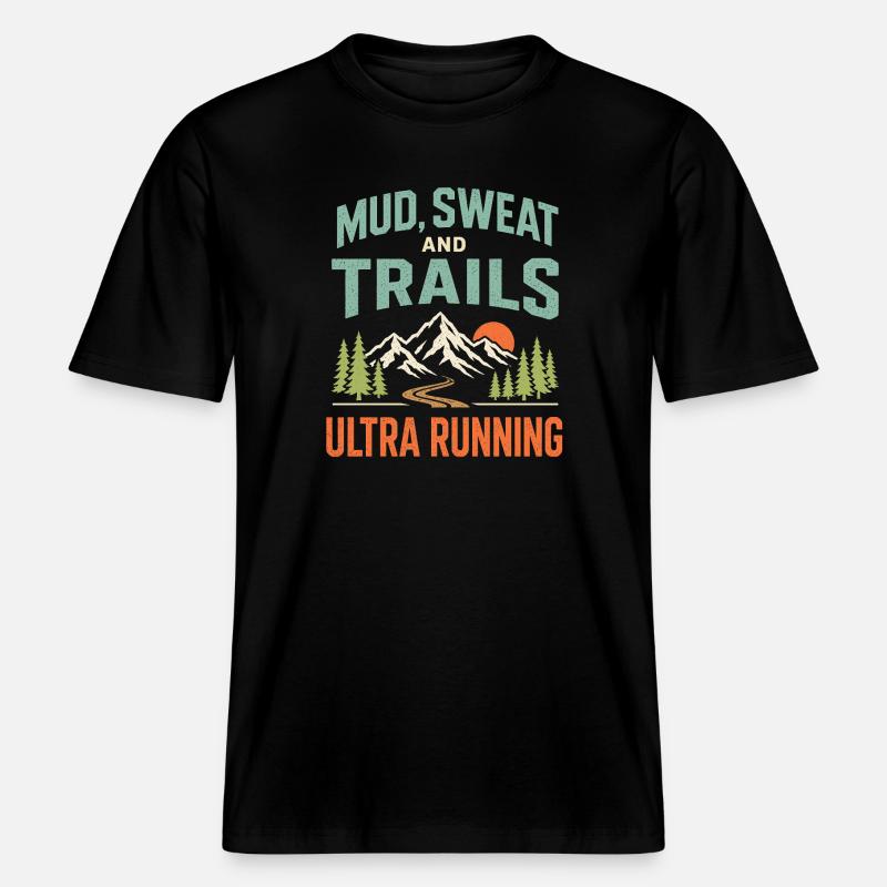 Course ultra sur les sentiers - T-shirt unisexe RELAXED FIT en coton bio - noir