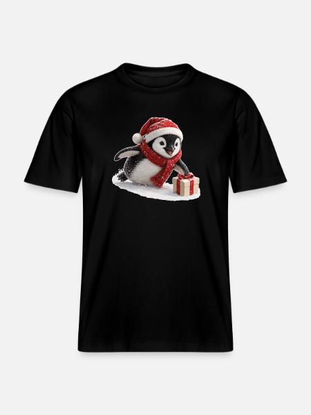 Weihnachts Pinguin - RELAXED FIT Unisex Organic T-Shirt - Schwarz