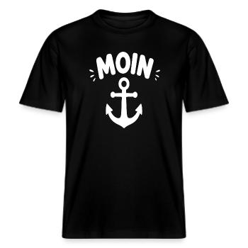 Anker MOIN -  RELAXED FIT Unisex Organic T-Shirt - Schwarz - Vorne - Alina (178cm) & Michal (187cm)