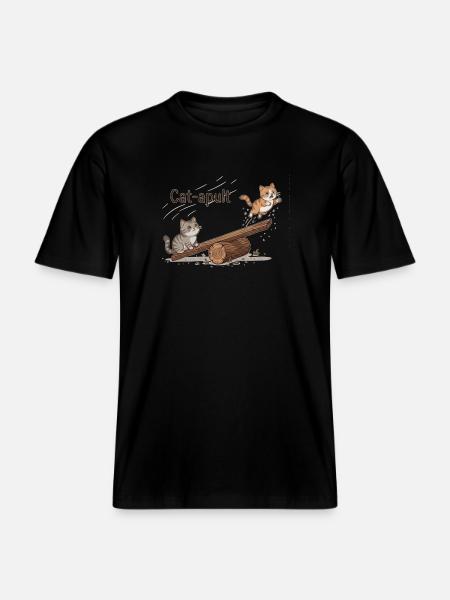 Catapult Cat Adventure - RELAXED FIT Unisex Organic T-Shirt - black