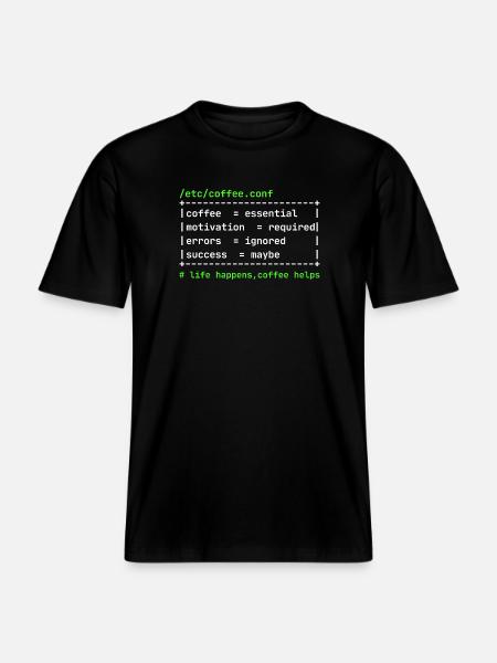 Coffee Config – Developer Kaffee Design - RELAXED FIT Unisex Organic T-Shirt - Schwarz