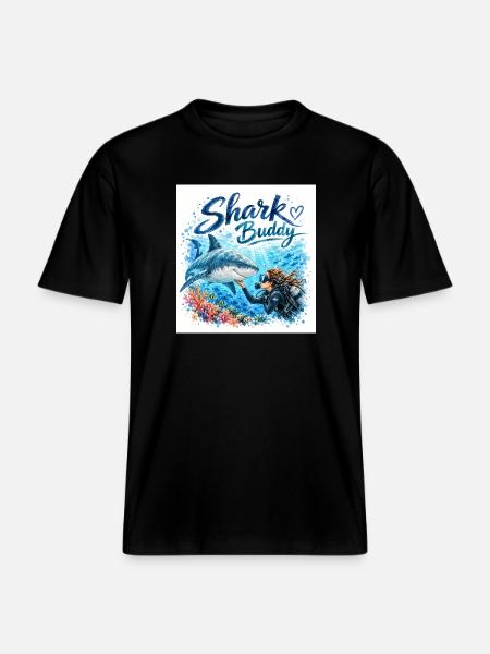 Shark Buddy Underwater Friend - RELAXED FIT Unisex Organic T-Shirt - black