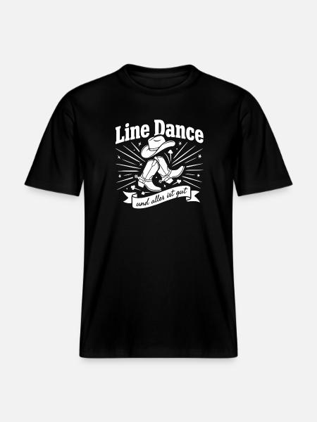 Line Dance Cowboy Boots Logo - RELAXED FIT Unisex Organic T-Shirt - Schwarz