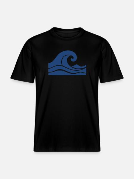 Wave Minimal Sea Beach Holiday Gift -  RELAXED FIT Unisex Organic T-Shirt - black