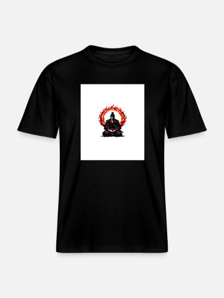 Flame Circle Samurai Mediation - RELAXED FIT Unisex Organic T-Shirt - black