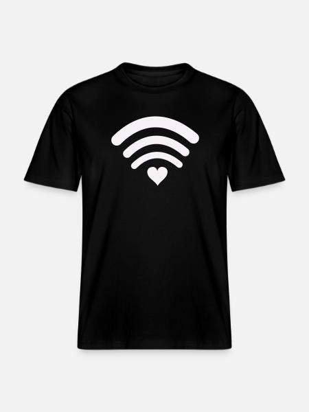 Wifi Love Heart Wifi Design - RELAXED FIT Unisex Organic T-Shirt - black
