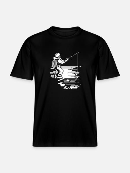 Fishing Pixel Art -  RELAXED FIT Unisex Organic T-Shirt - black