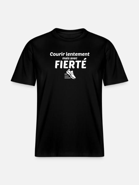 Run slowly, but with pride -  RELAXED FIT Unisex Organic T-Shirt - black