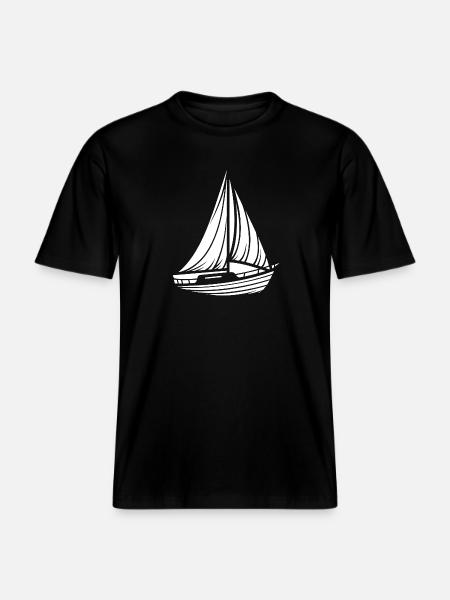 Abstraktes Segelboot Minimalistisches Design - RELAXED FIT Unisex Organic T-Shirt - Schwarz
