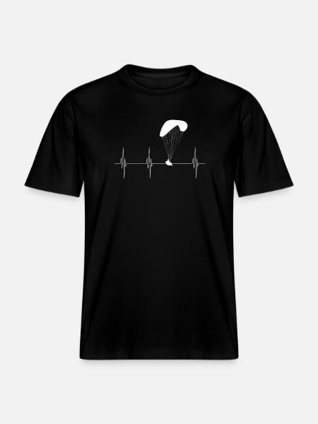 Heartbeat paraglider -  RELAXED FIT Unisex Organic T-Shirt - black