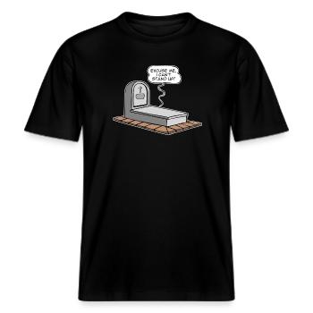Ich kann nicht aufstehen -  RELAXED FIT Unisex Organic T-Shirt - Schwarz - Vorne - Alina (178cm) & Michal (187cm)