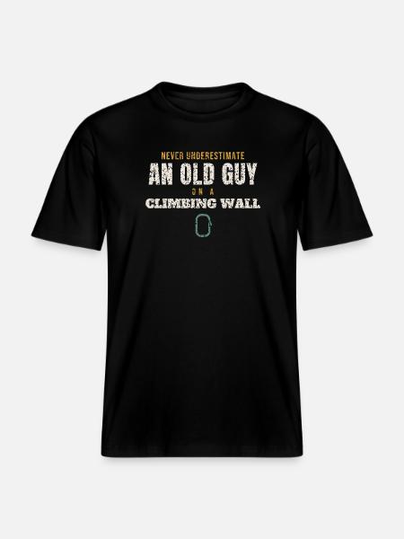 Old Guy On A Climbing Wall - RELAXED FIT Unisex Organic T-Shirt - black
